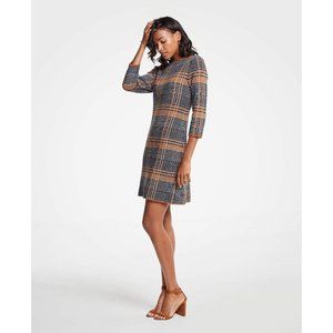 Ann Taylor Plaid Sheath Sweater Dress 
